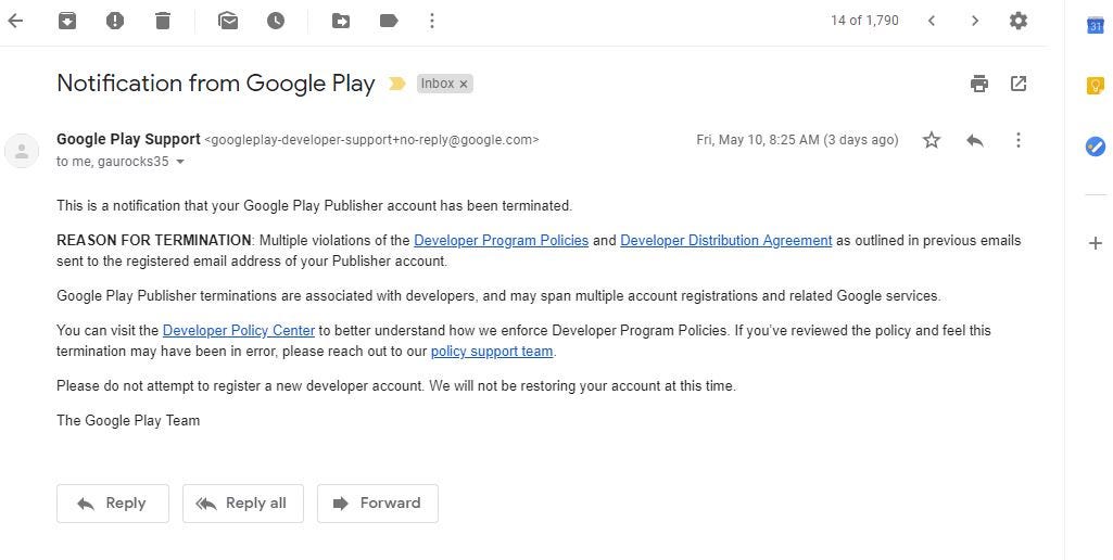 Google Suspended apps and Play Store Developer Account without ...