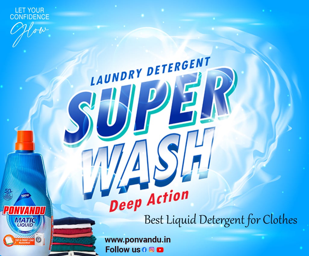 Best Liquid Detergent for Clothes by Ponvandu Detergent and Diswash Medium