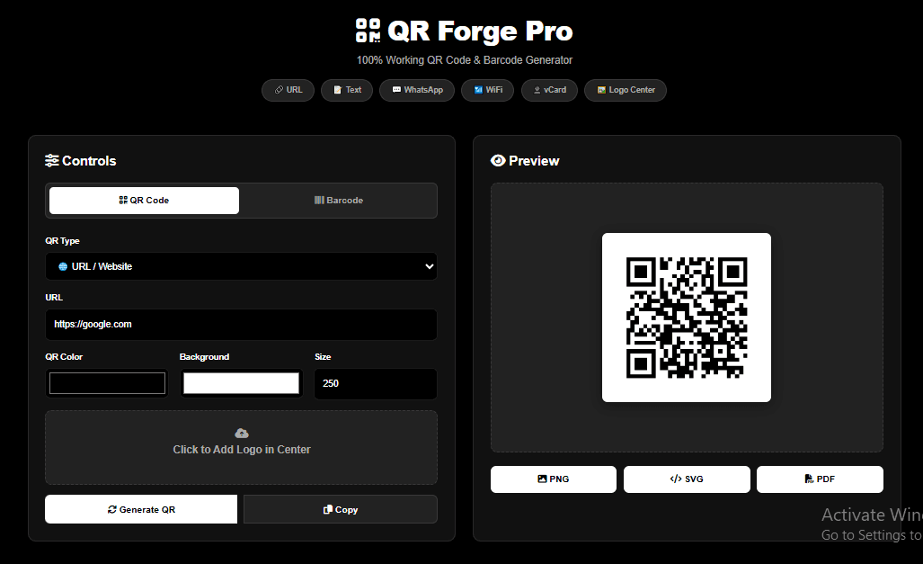 QR Forge: The Ultimate Free QR Code & Barcode Generator (6 Types, No Signup)