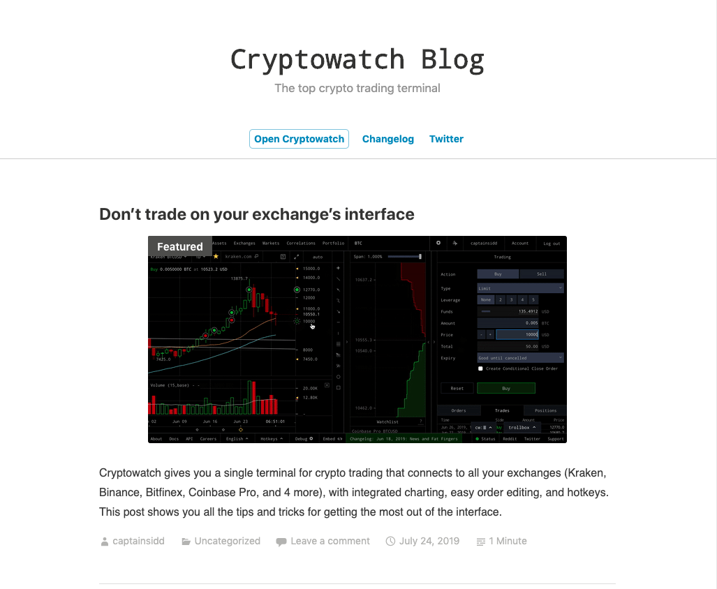 blog.cryptowat.ch is live. Bye medium. | by Cryptowatch Team | Cryptowatch  Blog | Medium