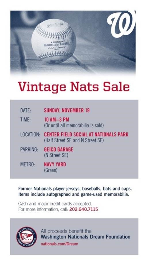 Vintage Nats Sale coming to Nationals Park on November 19