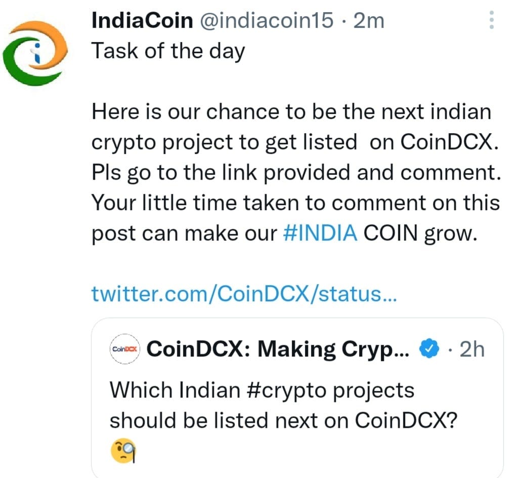 TASK OF THE DAY (COIN DCX)#INDIA COIN - INDIA COIN - Medium