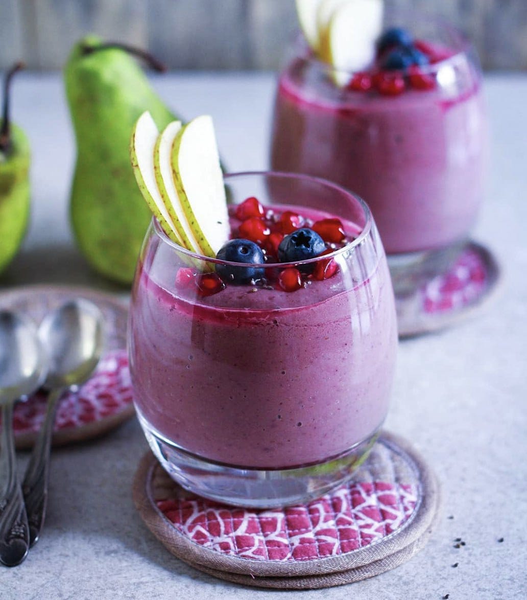 Indulge in the sweet and creamy taste of our Blueberry Pearl Smoothie ...
