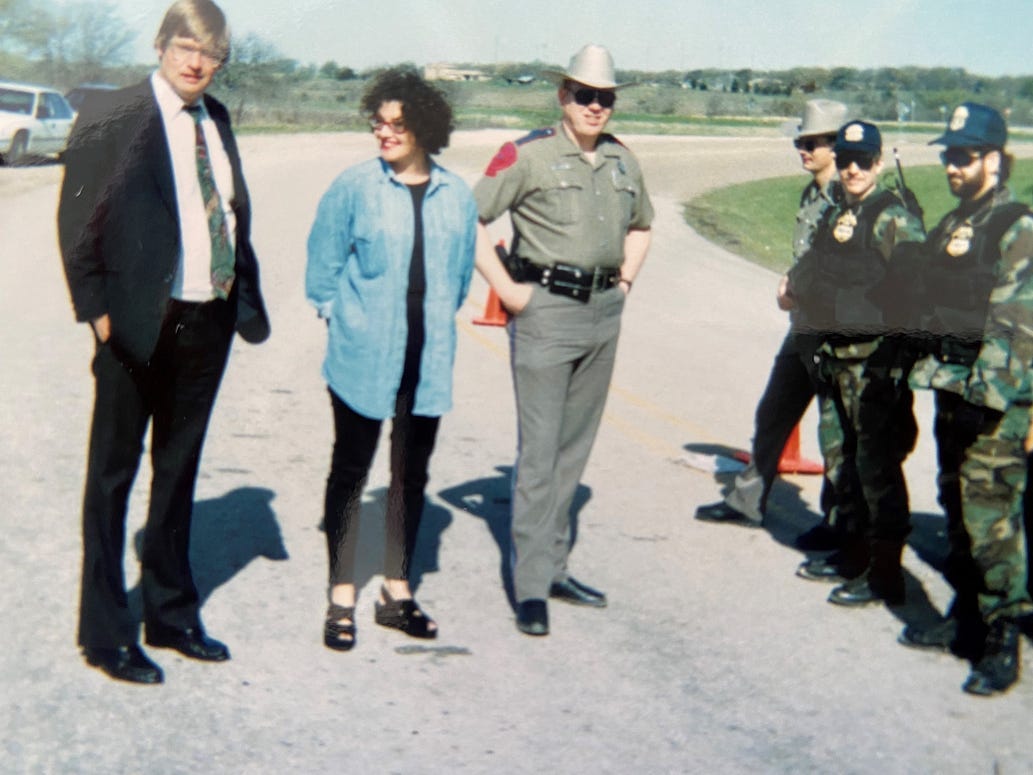 Somewhere in Waco: Harder, me, and a group of assorted law-enforcement officials. Picture author’s own