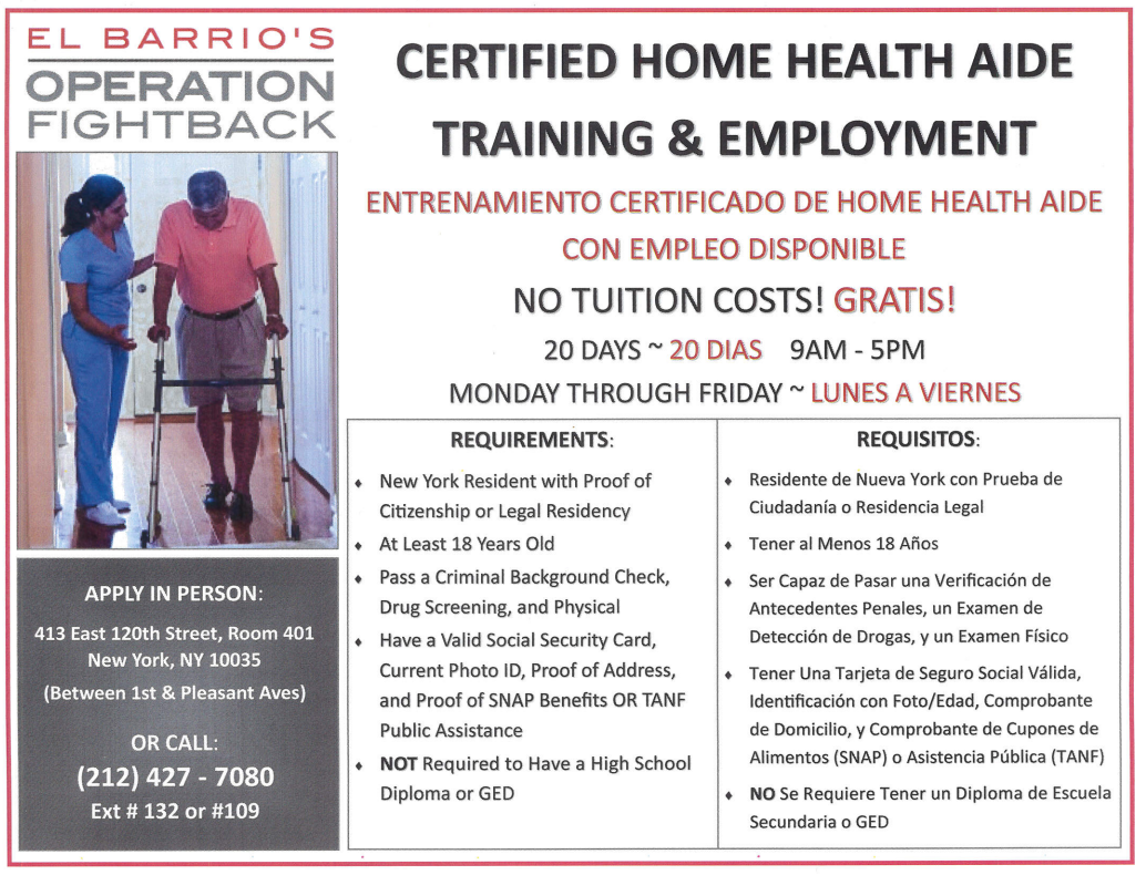 Free In Person Training and Job Placement for Home Health Aid: Spanish  starts 3/30; English starts 4/6 - NeON Works - Medium