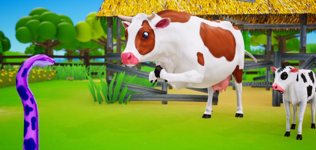 Cunning Snake Drinking Cow’s Milk — Farm Animals Counter Attack in Snake | Funny Monkey Pig Goat