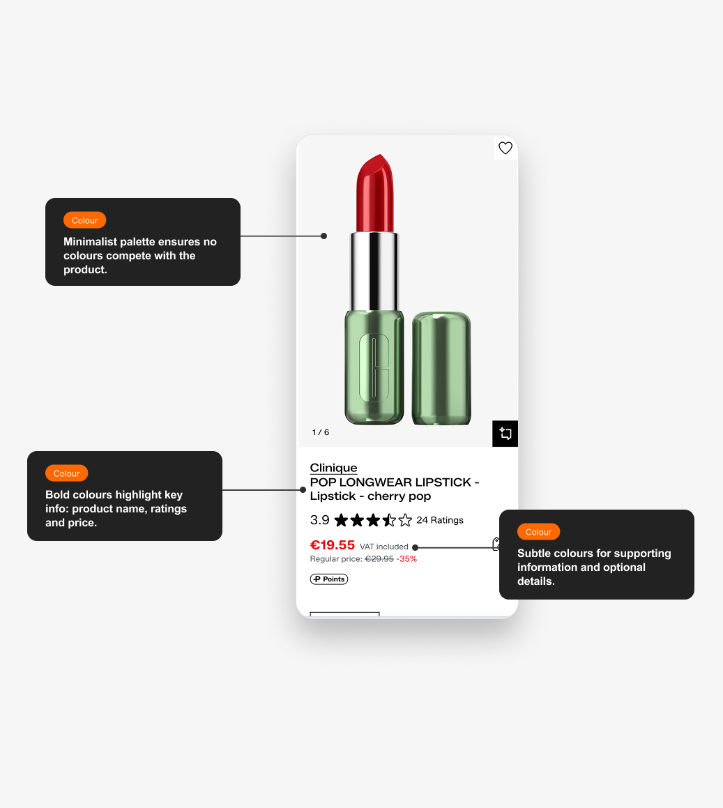 Showcasing how colour plays a key role on the product detail page (PDP)