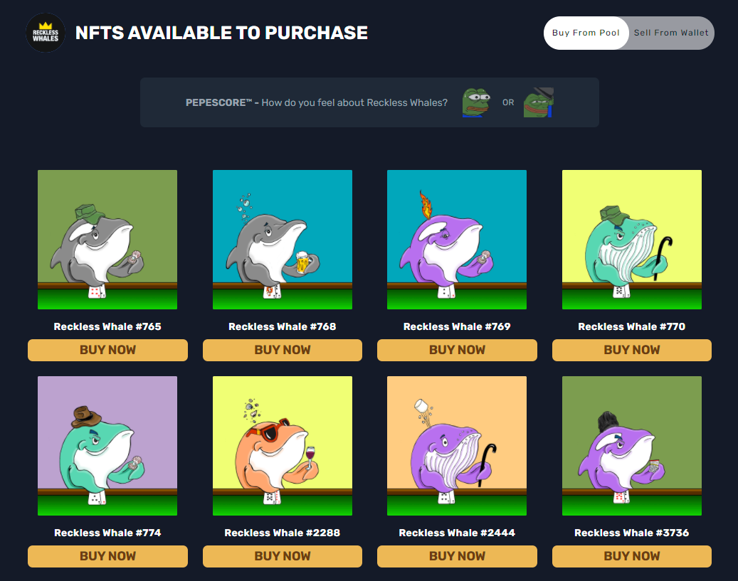 A Detailed Guide for using the RECKLESS WHALE NFT20 Pool by Enea