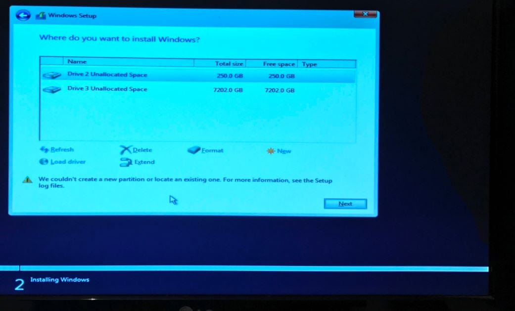 We couldn't create a new partition or locate an existing one see the setup  log files | by Windows 11 and Windows 10 How to Guide! | Medium
