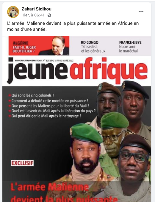 FAUX : Ce numéro de Jeune Afrique avec un article exclusif sur l'armée  malienne est fabriqué | by PesaCheck | PesaCheck