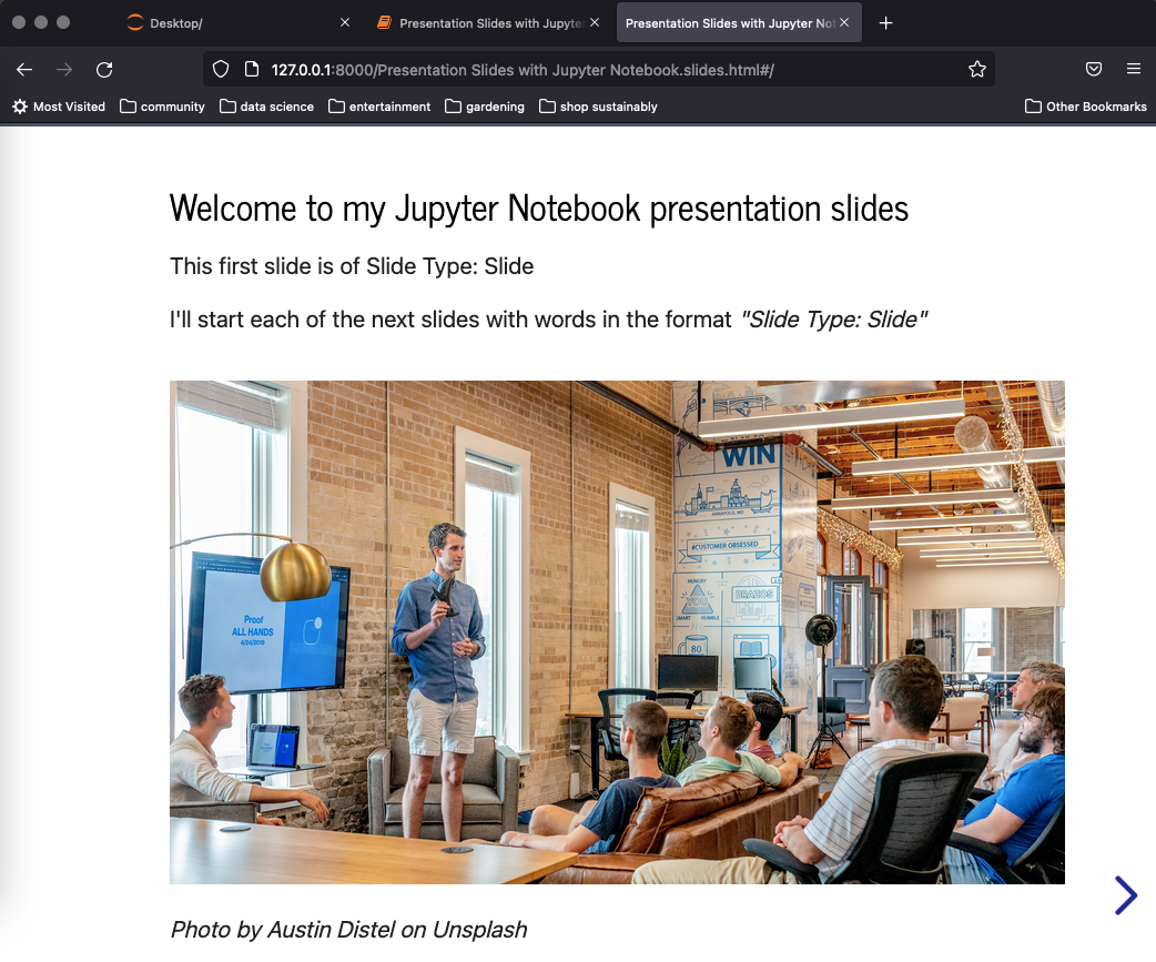 jupyter notebook in presentation mode