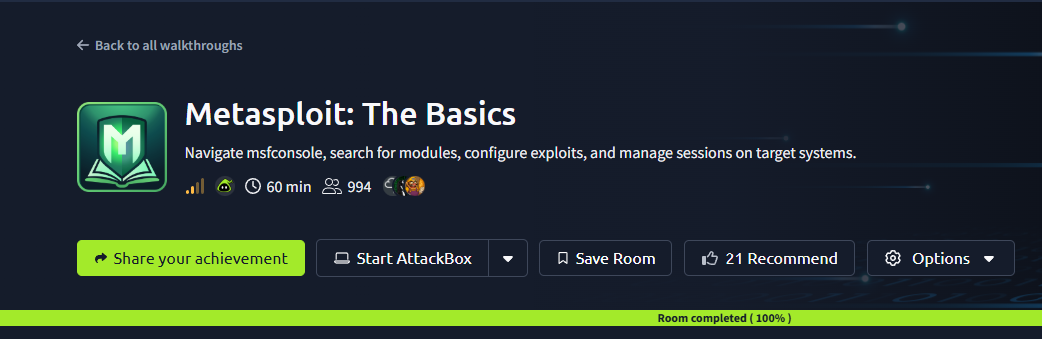 Metasploit: The Basics (THM) Tryhackme Walkthrough