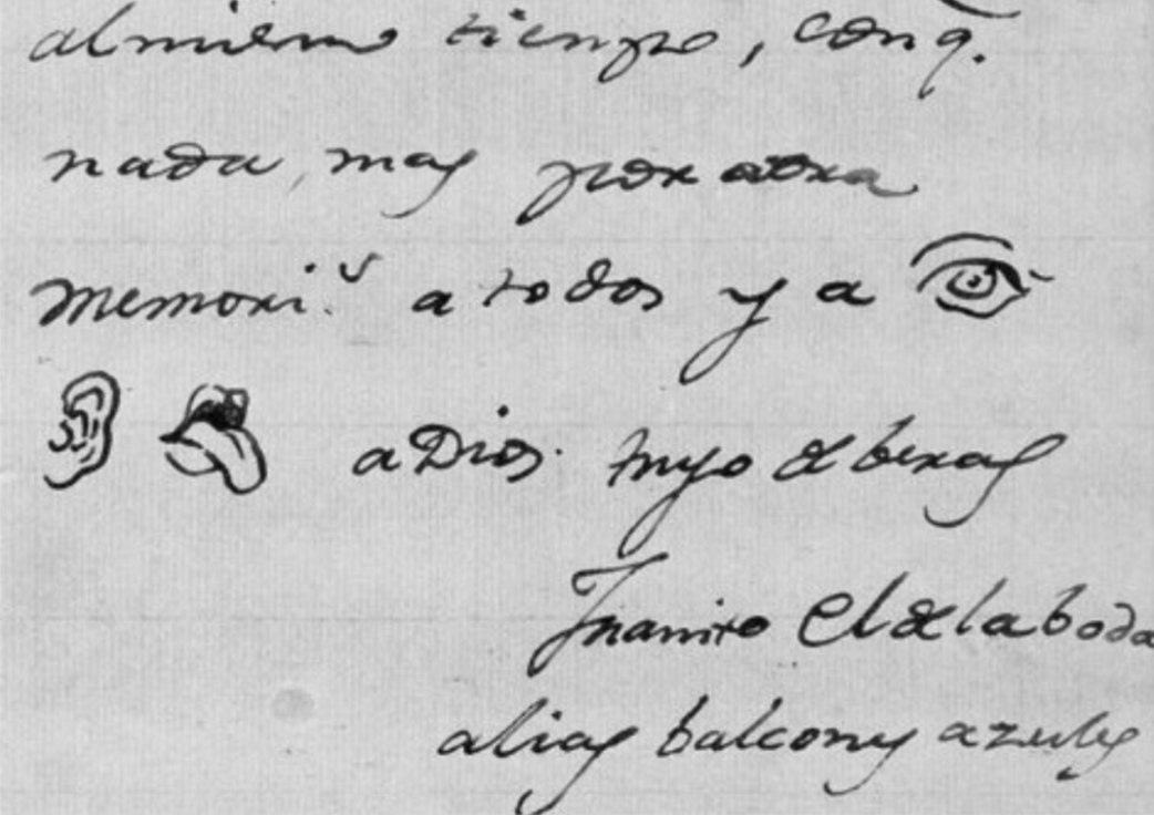 Carta a Martín Zapater, finales de 1782 o principios de 1783 (detalle). Museo Nacional del Prado, Madrid.