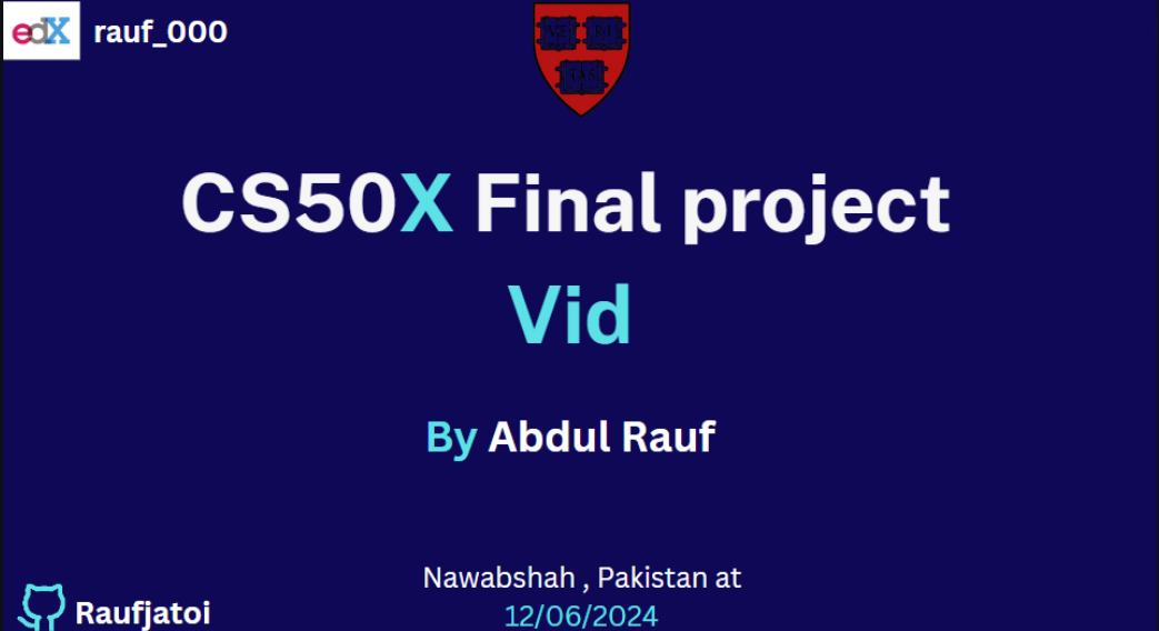 Vid My Final Project For Cs50x рџ By Abdul Rauf Medium Vid My Final Project For Cs50x рџ By Abdul Rauf Medium