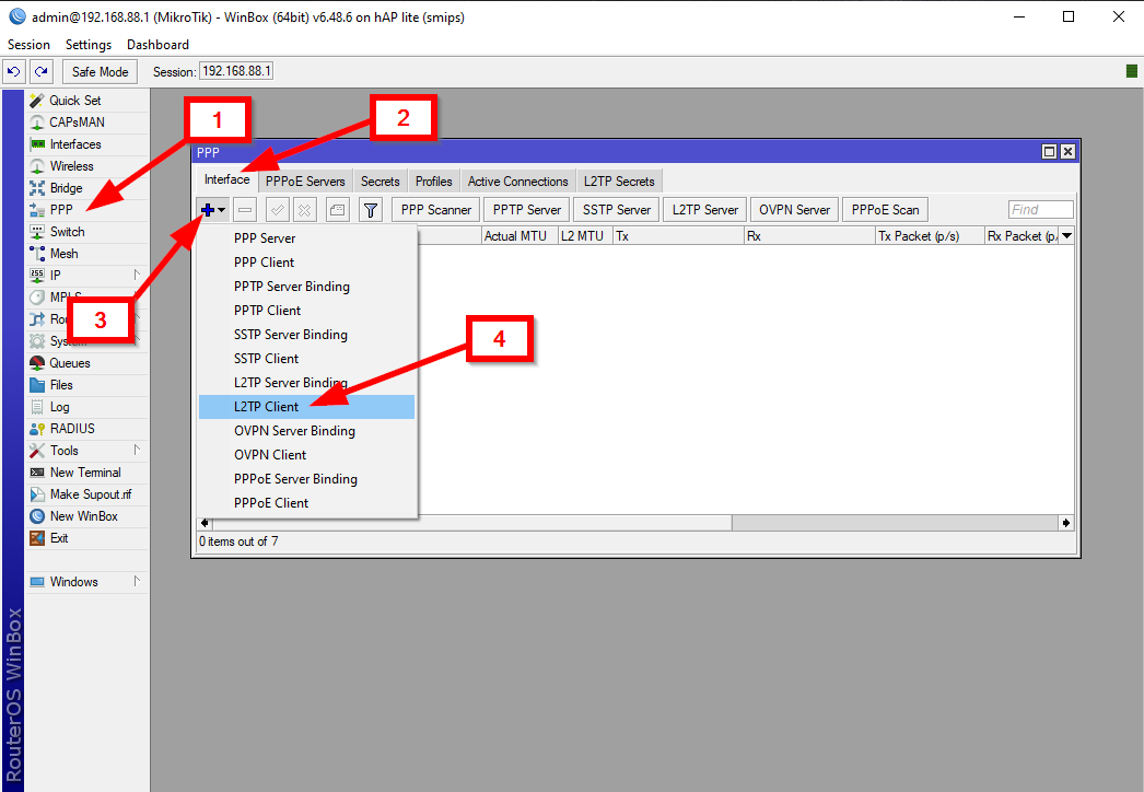 ภาพตัวอย่างการสร้างการเชื่อมต่อโดยใช้ VPN แบบ L2TP Client