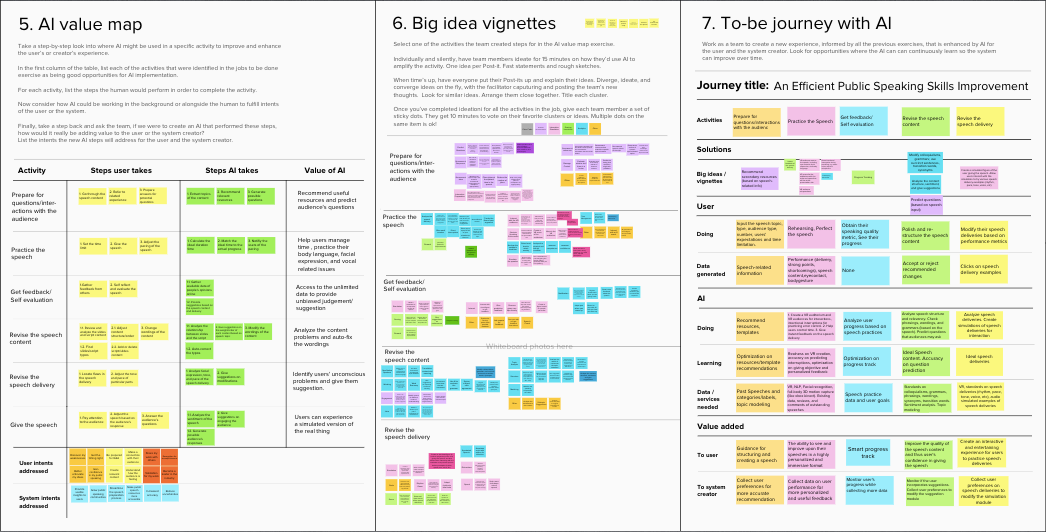 How do I create an AI experience using AI design thinking exercises and