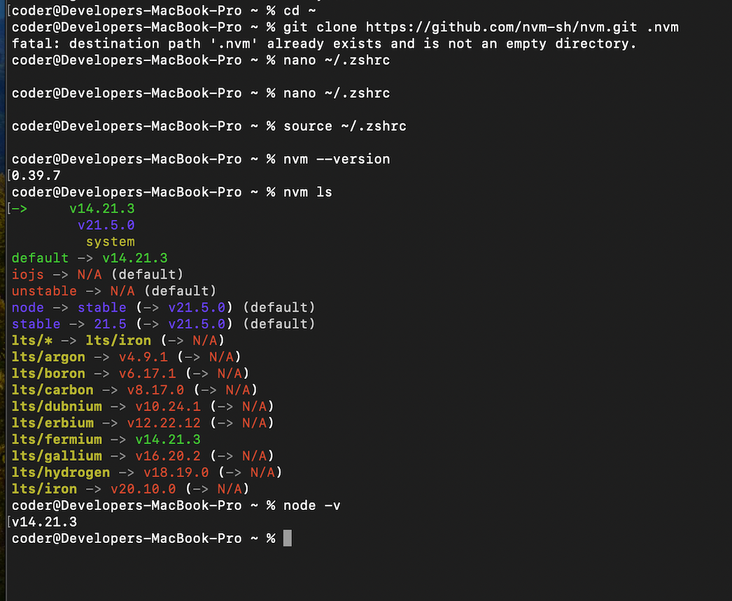 Install nvm node version manager in zsh on a linux system follow