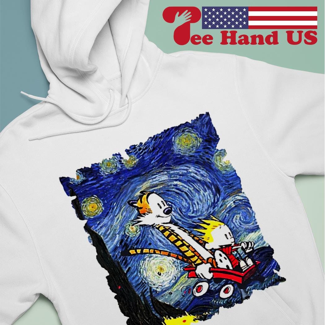 calvin and hobbes starry night t shirt