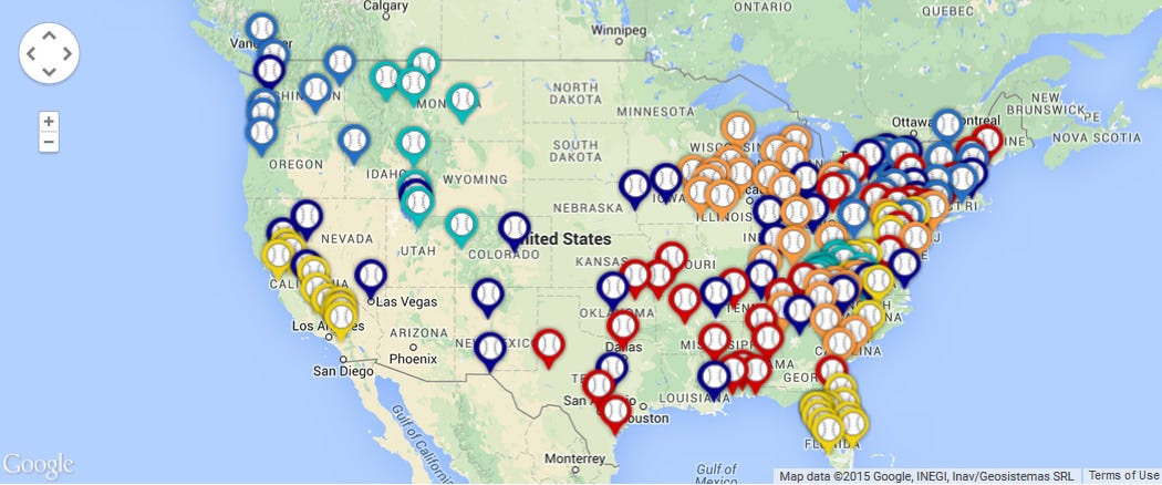 location mlb team map