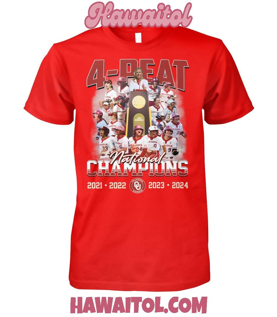 Oklahoma Sooners Fan 4Peat NCAA Softball National ChampionsTShirt