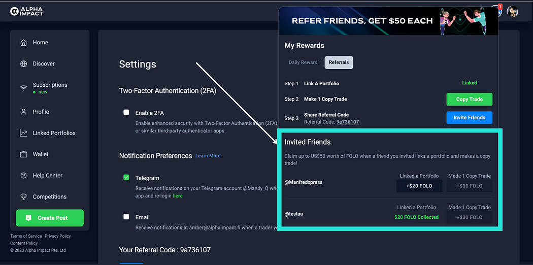 Grow Your Community: Auto-Follow Referrals on Alpha Impact - image source