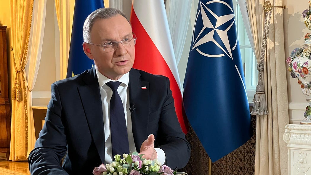 Le président polonais Andrzej Duda lors d’une interview sur le rôle de la Pologne au sein de l’OTAN.