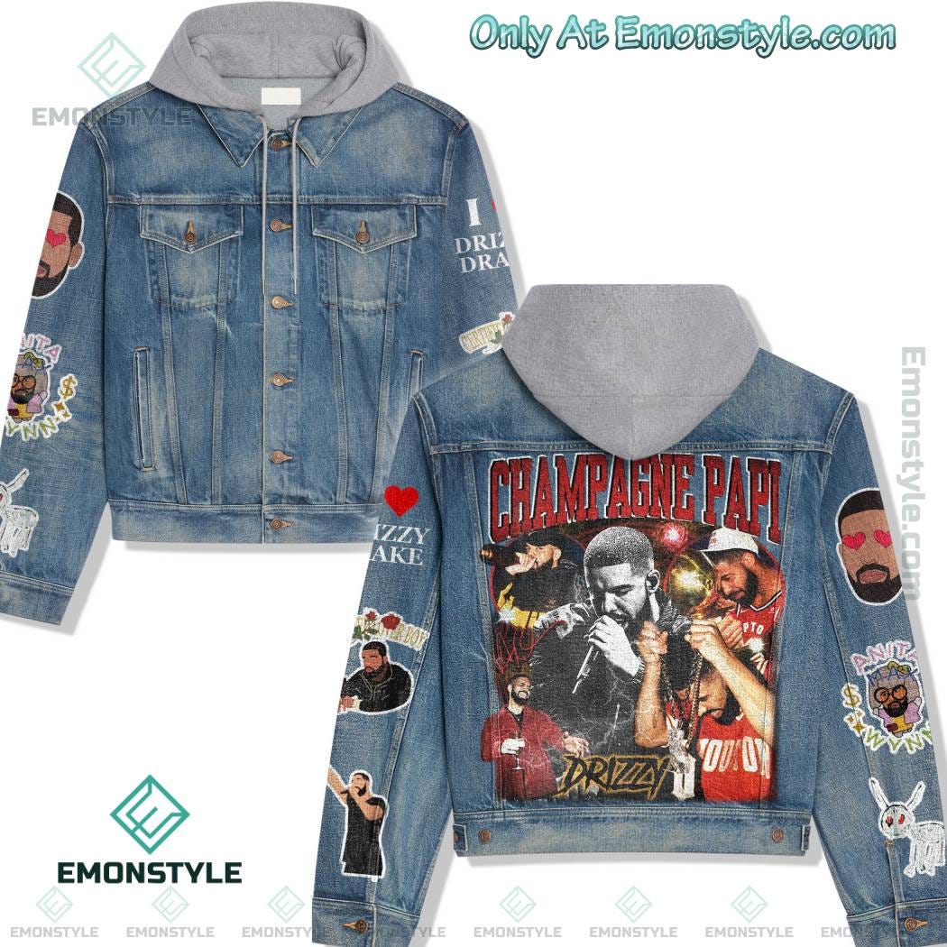 Drake Champagne Papi Drizzy Hooded Denim Jacket | by Emonstyle Shop ...