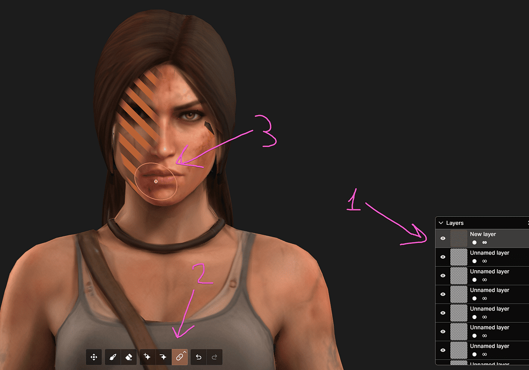 Modddif inpainting in action — refining face texture