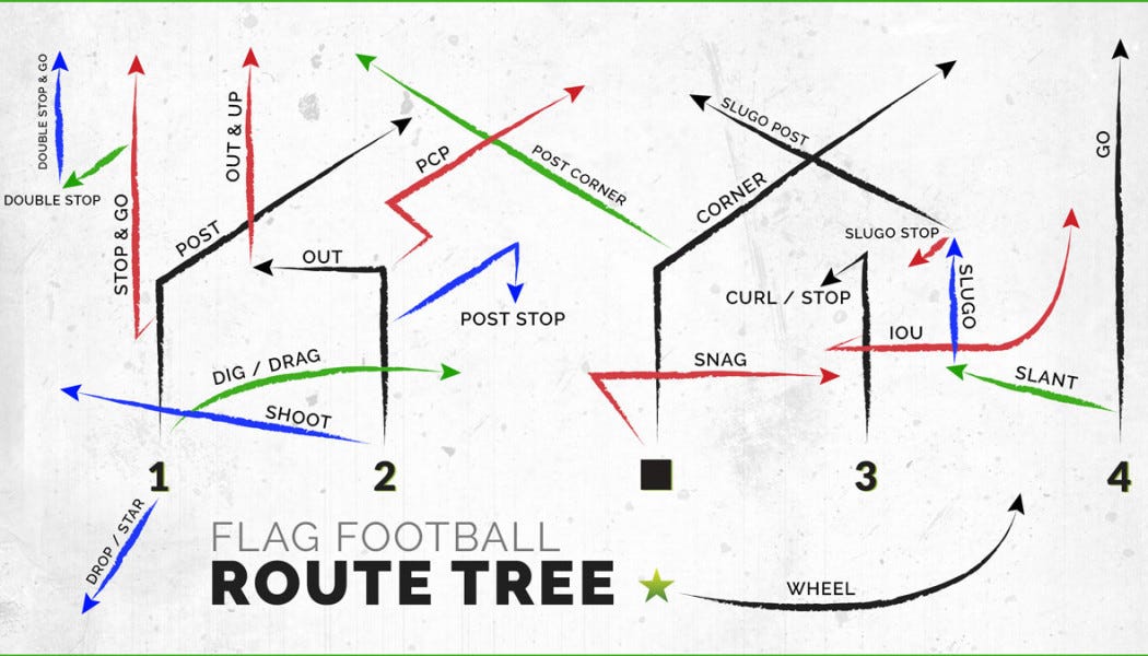 Guide to the Ultimate Flag Football Routes Tree — FlagSpin by PLAYRS