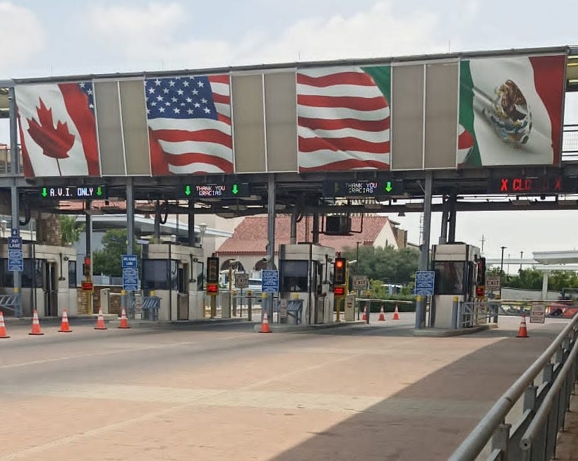 U.S.–Mexico border crossing at Eagle Pass, Texas and Piedras Negras, Coahuila, where Mel’s Angels journey from Mexico to the United States began