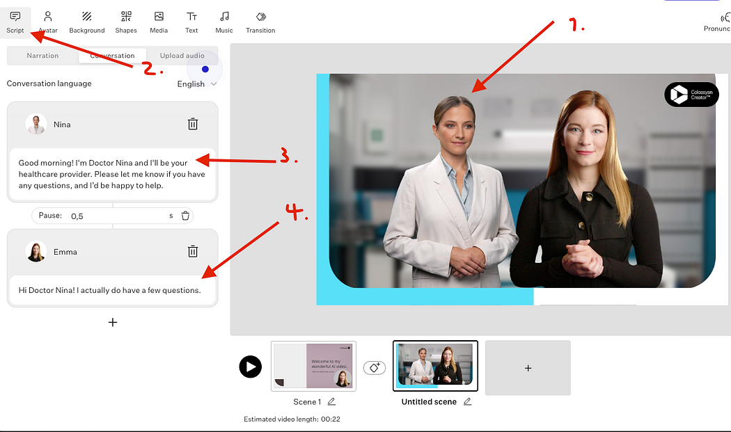Options for adding a guest speaker to the AI video