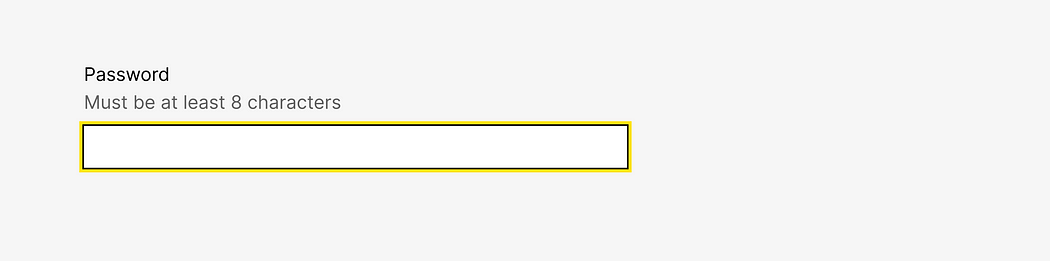 Image showing a password input field highlighted with a yellow border on focus.