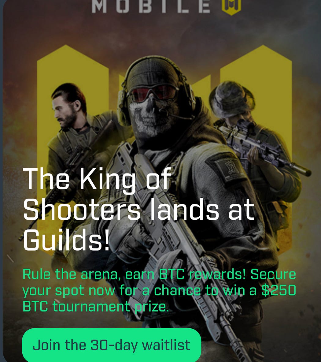 Guilds Connect— PlaytoEarn Bitcoin Tournaments (new games)