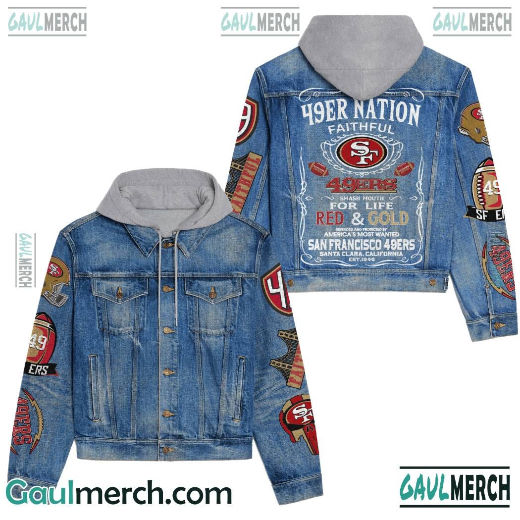 San Francisco 49ers Nation Faithful Jean Jacket Hoodie 