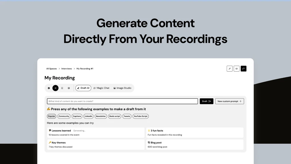 Use AI to transform long-form video and audio into content for blogs and social media