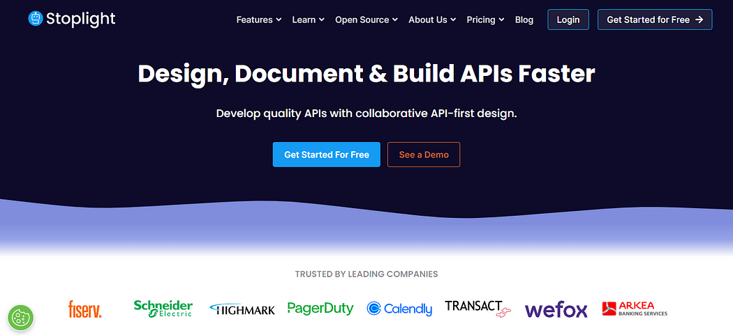 a screenshot of Stoplight homepage