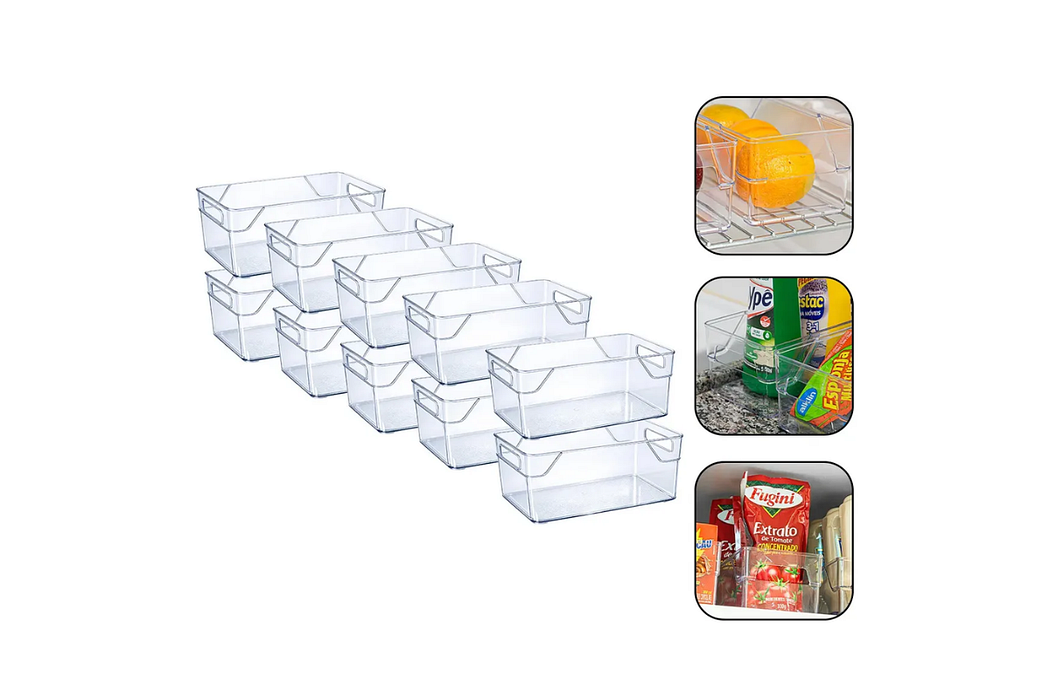 organizador multiuso em acrílico transparente para geladeira e cozinha