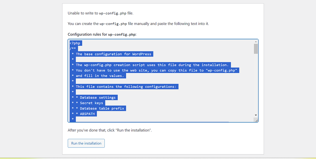 Wordpress Wp-config content