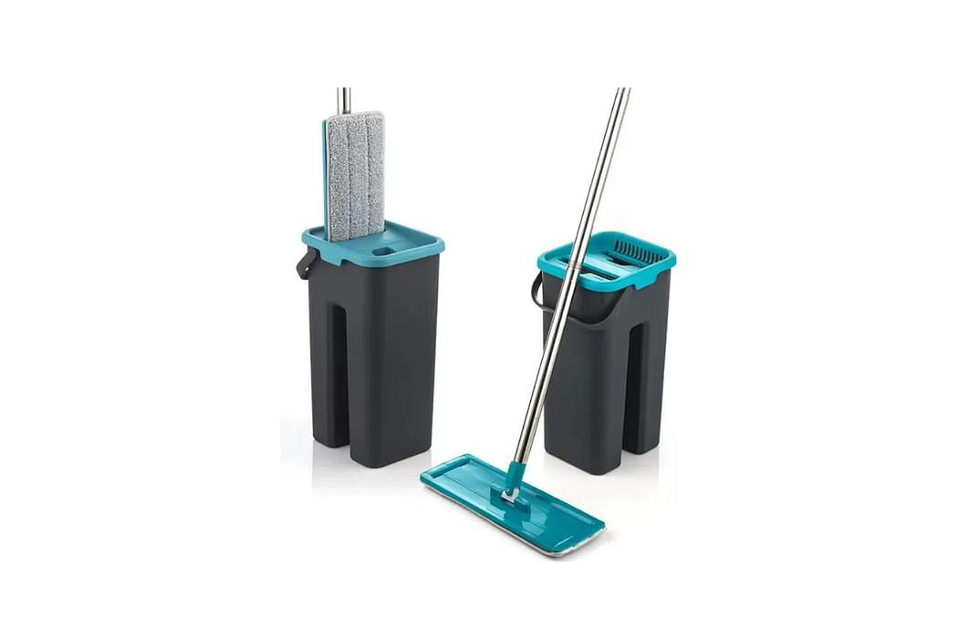 flat mop lava e seca com balde para limpeza prática de pisos