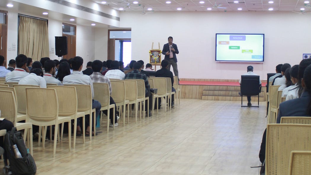 Shreekant Patil shared invaluable insights on Startup India, seed funding, and entrepreneurship with over 200 students at E-Verse 2K26, R. H. Sapat COE Nashik.