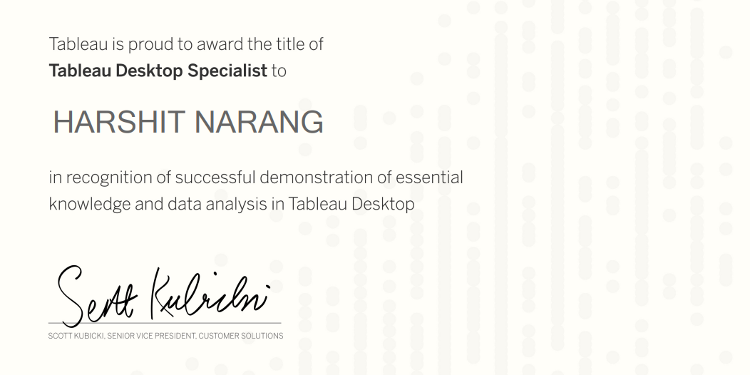 Guide to Tableau Desktop Specialist Certification by Harshit Narang