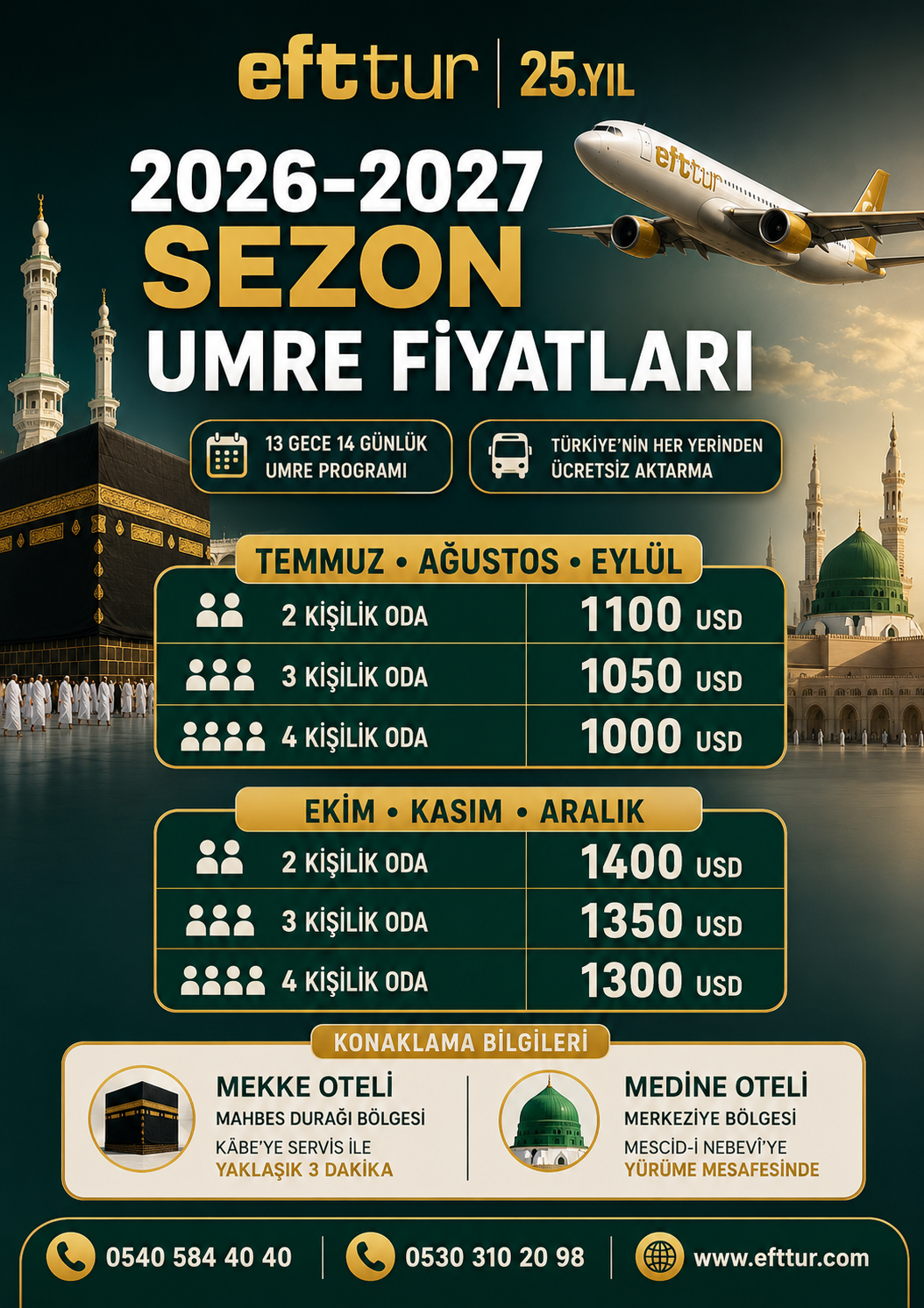 2026–2027 Sezon Umre Fiyatları Açıklandı! 🕋✈️