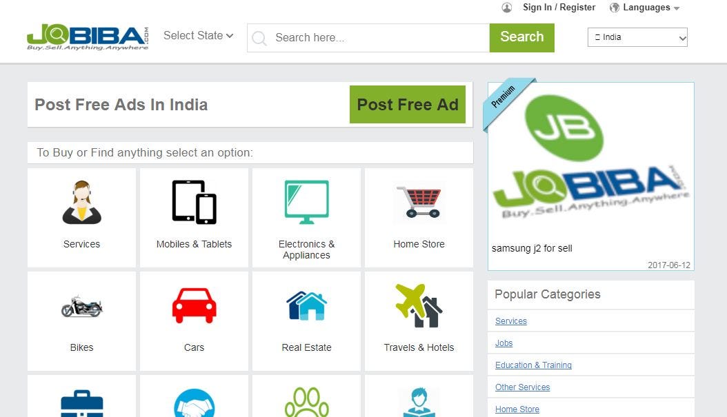 Login in India, Free classifieds in India