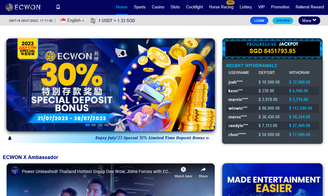 Top Leading Sports Betting Brand ECWON Singapore Ecwon Singapore