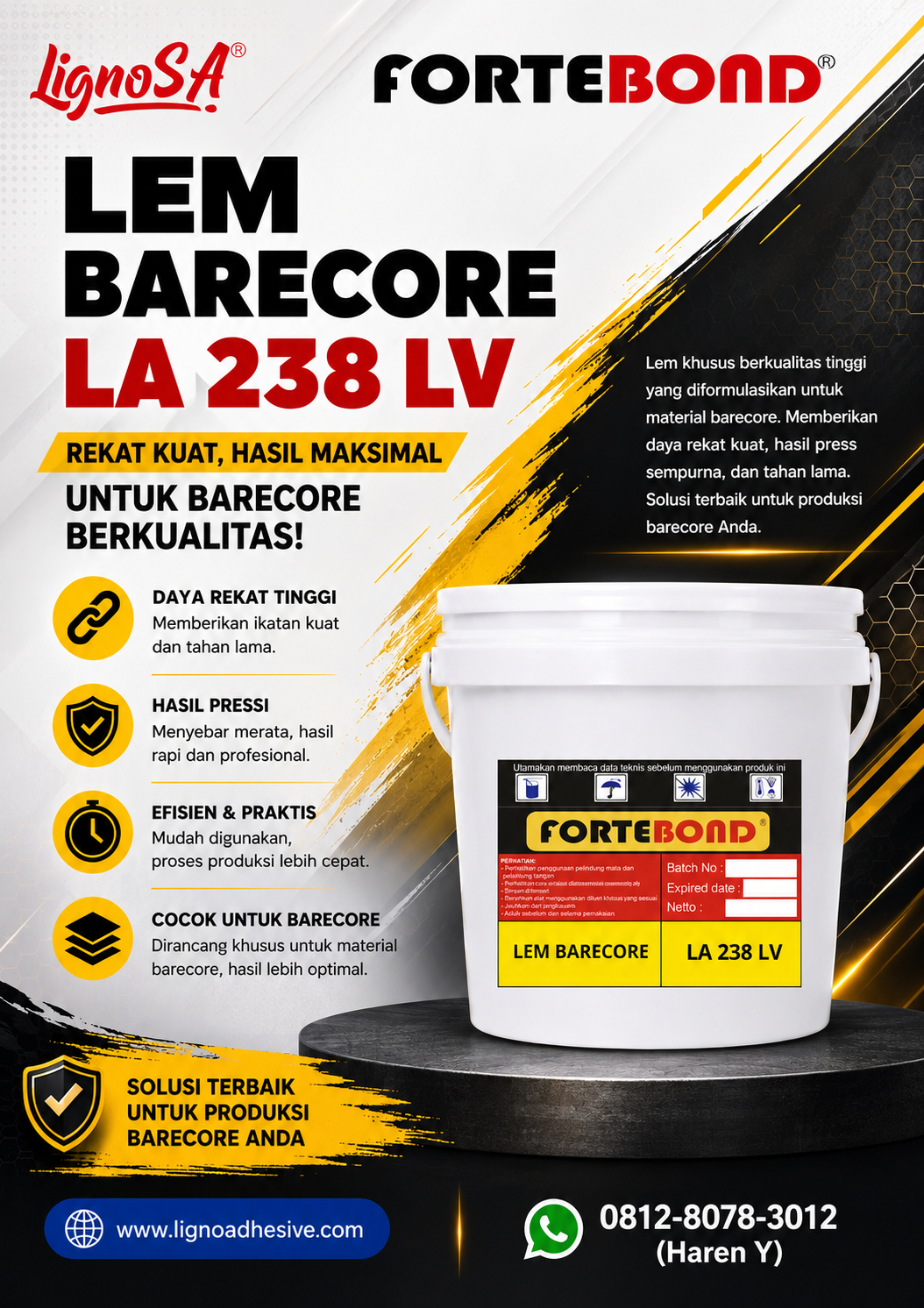 0813.8766.4244 Jual Lem Barecore Tangerang PT LIGNO SPECIALTY ADHESIVE