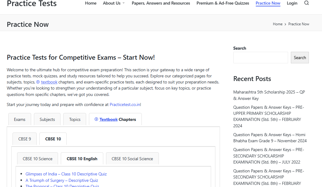 The Ultimate Free Platform to Practice MCQs and Descriptive Quizzes for CBSE and Competitive Exams