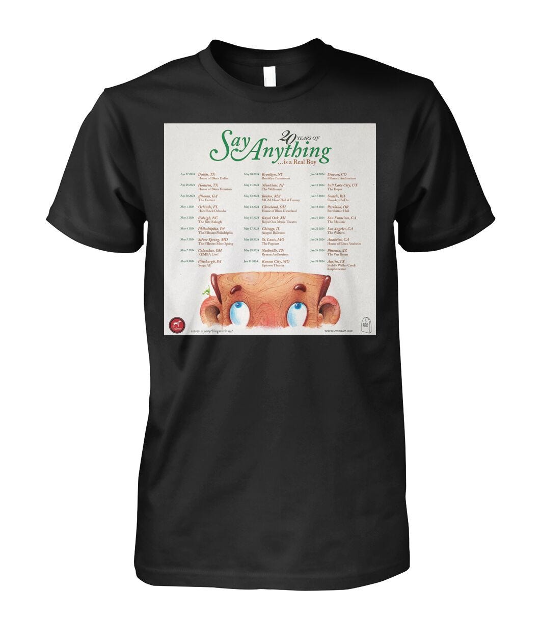 Say Anything Is A Real Boy 20th Anniversary Tour 2024 Shirt Medium