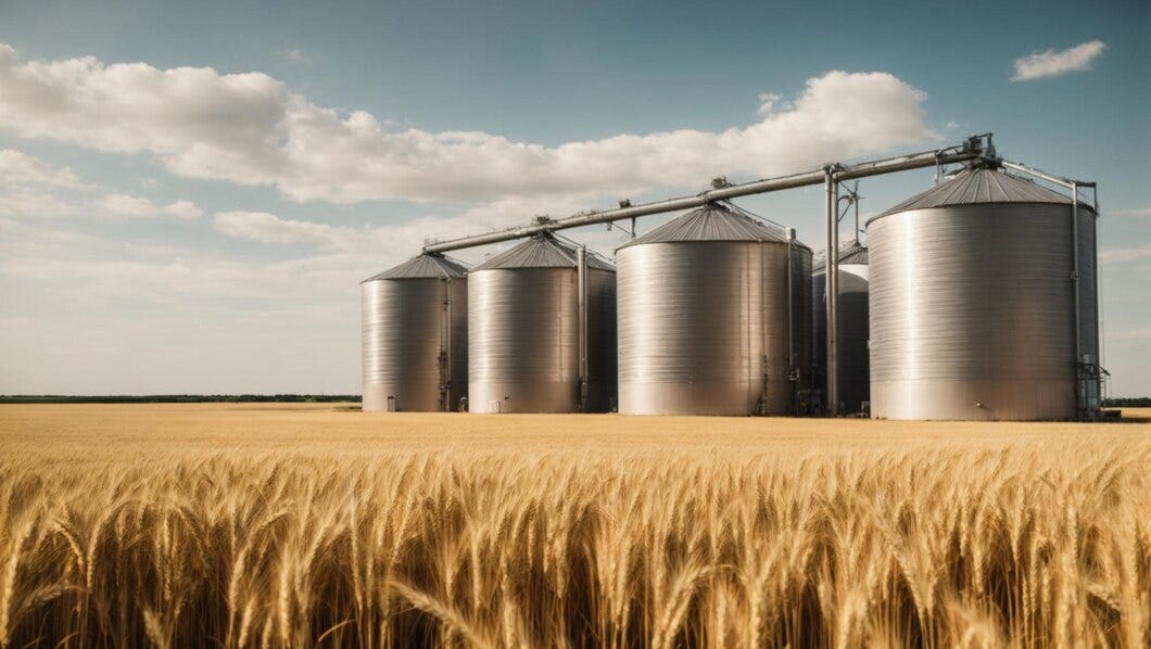 How did the industrial Revolution change production of wheat and other grains?