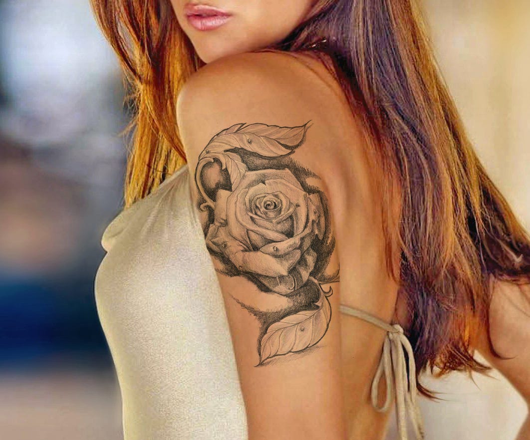 Realistic Rose Tattoo On Shoulder  TATTOOGOTO