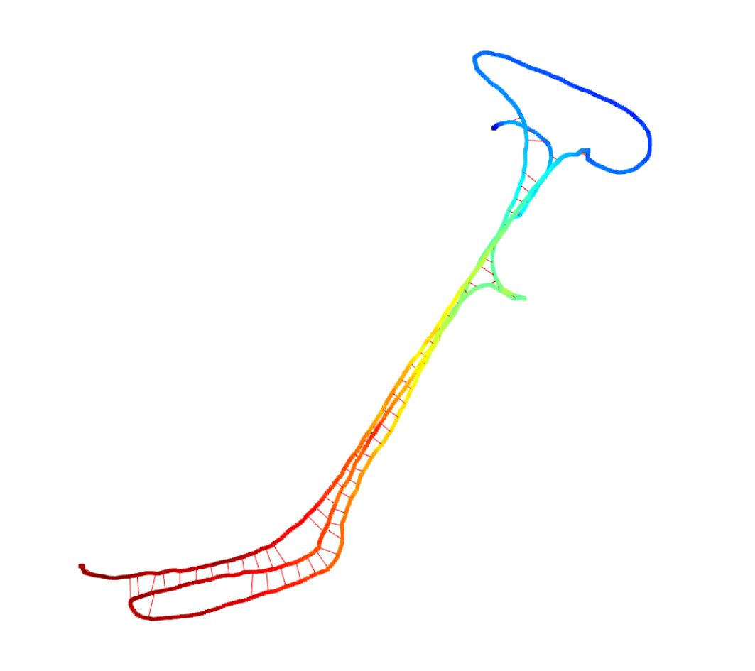 Draw a point cloud polygon and a straight line connecting two point ...